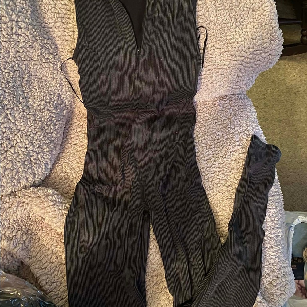 Distressed Black Sleeveless Jumpsuit